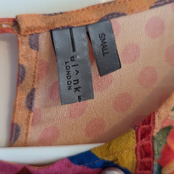 Blank London Miranda Floral dot multi print peasant balloon sleeve blouse size S - Picture 6 of 9